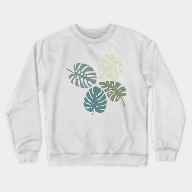 Monstera leaves in shades of green Crewneck Sweatshirt by Ofeefee